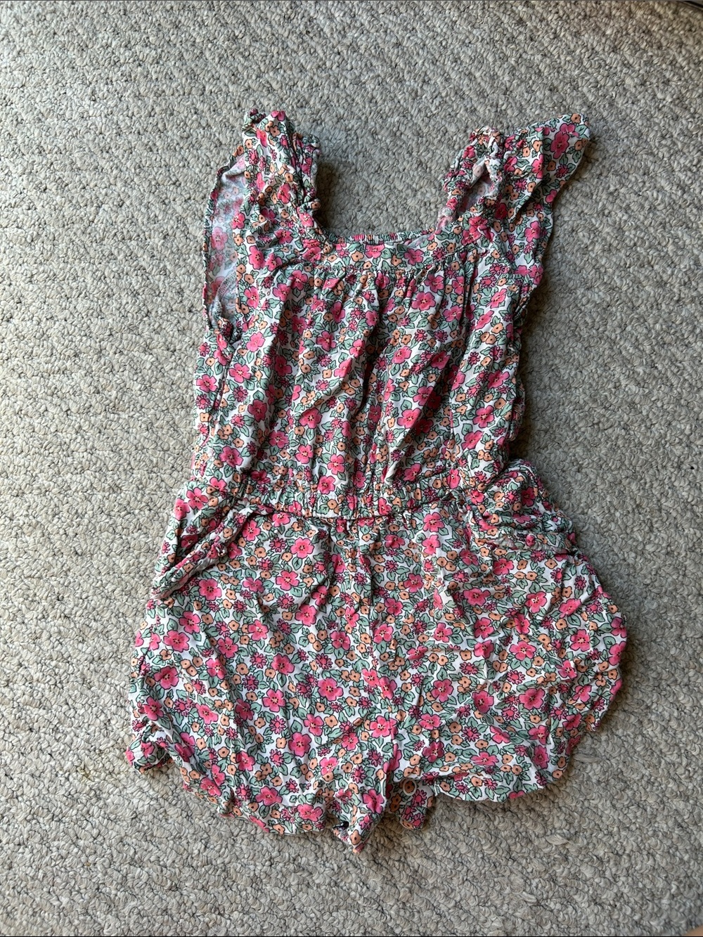 Cat & Jack Pink Floral Romper with Multicolor Print
